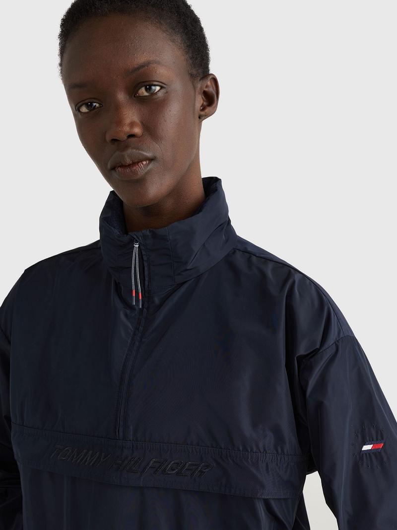 Női Tommy Hilfiger Half-Zip Anorak Kabát Kék | HU 178JPQ